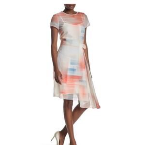 HUGO BOSS Asymmetrical Difuna Silk Blend Collage Print Cocktail Dress 4 NWT